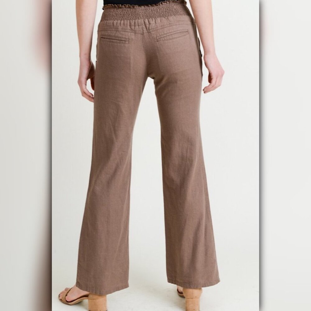 A045 ✽ Wide Leg Smoked Linen Pants - Picture 3 of 6